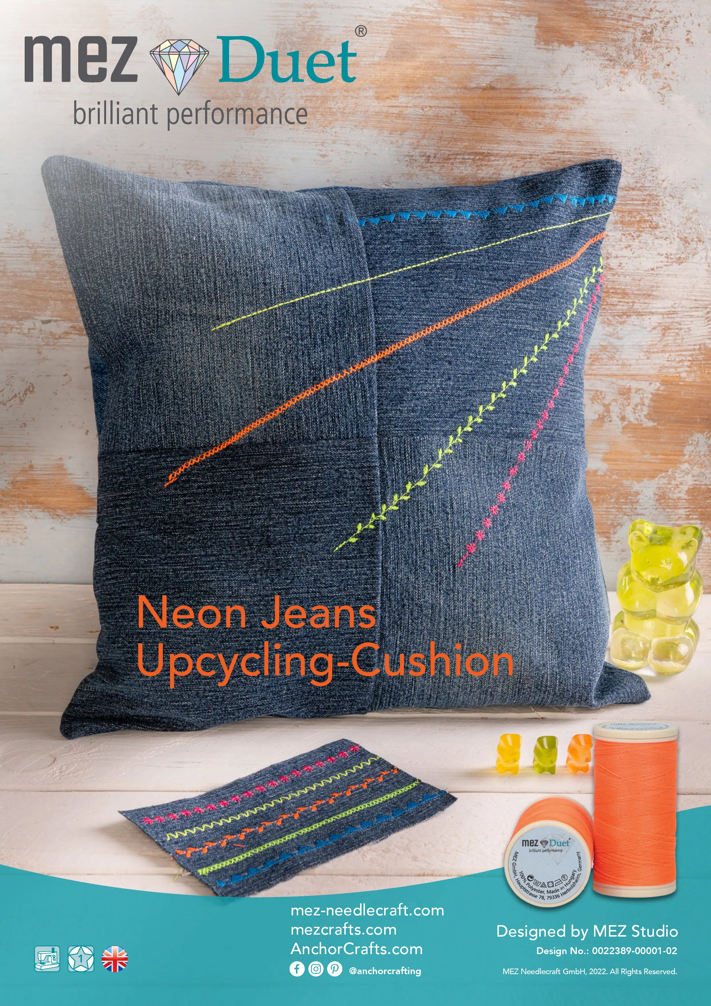 Mez Duet Neon Jeans Upcycling Cushion