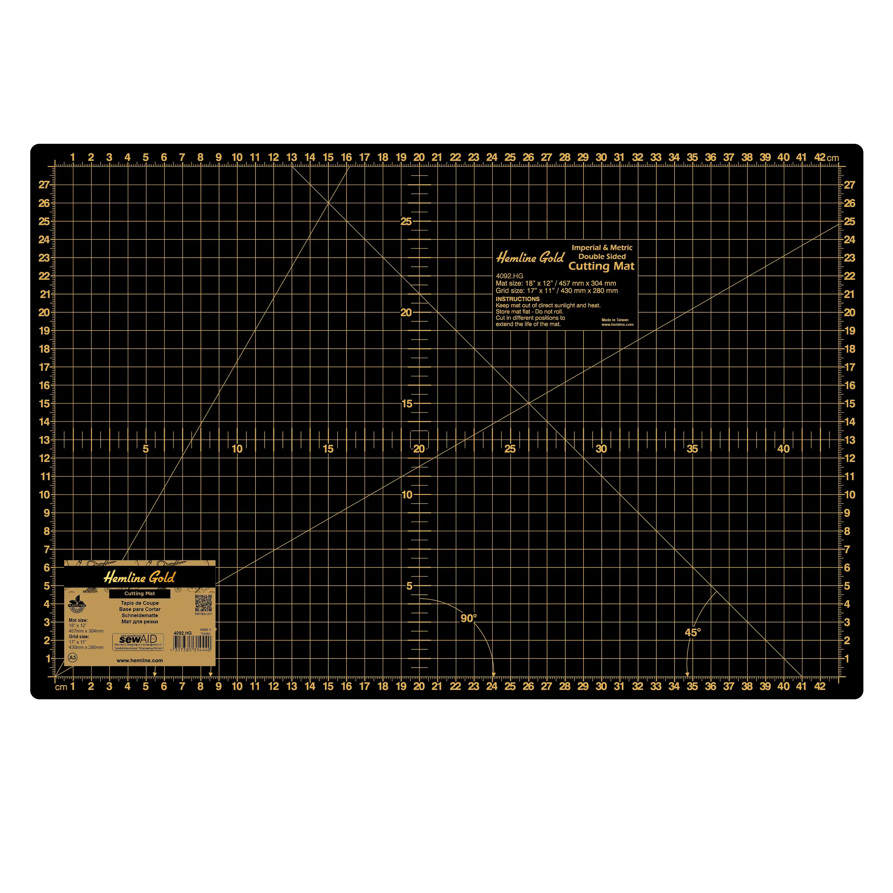 Hemline Gold Cutting Mat Medium 45 x 30cm